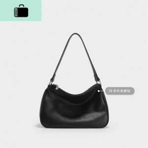 70年代电费包 腋下包法棍包单肩包大容量女2020新款潮NEW LAKE 黑色女士单肩包 黑色【现货】