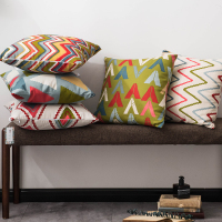 北欧沙发靠垫靠枕正方形可拆洗几何抱枕套条纹不含芯家用现代简约