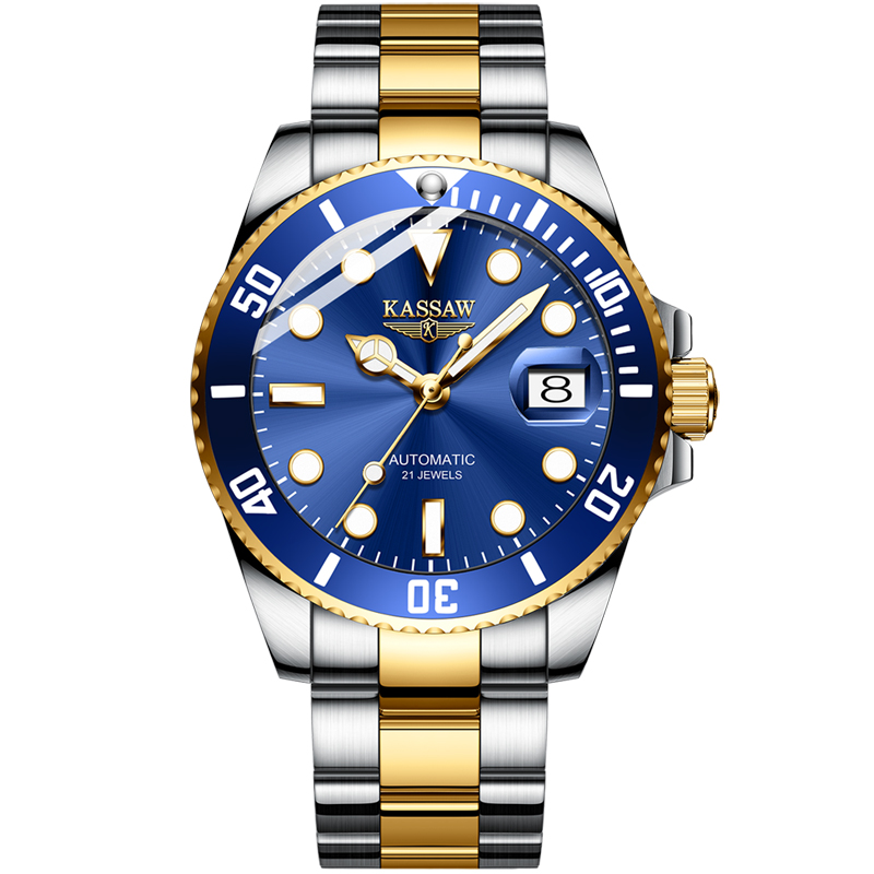 卡梭(kassaw)手表男正品水鬼系列时尚全自动机械表男表防水夜光潜水