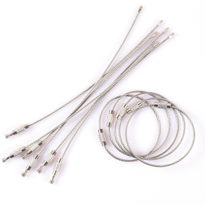 5条挂链15cm户外多功能钢丝绳不锈钢钥匙圈钢丝链背包挂扣 钢丝圈钢丝环 钢丝锁扣