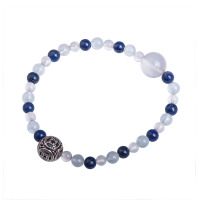 梦克拉 S925银青金石海蓝宝石芙蓉石水晶手串 凝花一曳