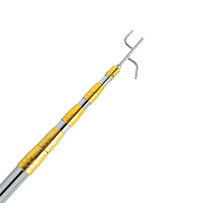 伸缩杆钩子多功能伸缩挑线杆不锈钢取物钩子户外高空6米加固黄杆