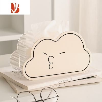 三维工匠原创ins星星纸巾盒亚克力客厅餐桌轻奢奶油风2022新款抽纸盒 (云朵)奶白色拼条纹