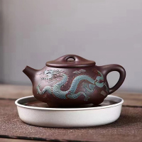 MULTIPOTENT宜兴紫砂壶老紫泥茶壶国家工艺美术师陈浩堆龙石瓢320ml