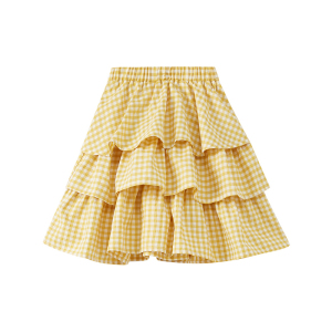 [1件3折价:65.7]米喜迪mecity童装春新款女童裙子格子塔形梭织半裙洋气时尚