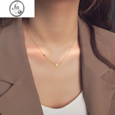 JiMi小巧异性爱心项链女锁骨链2022年新款夏学生短款轻奢简约钛钢饰品