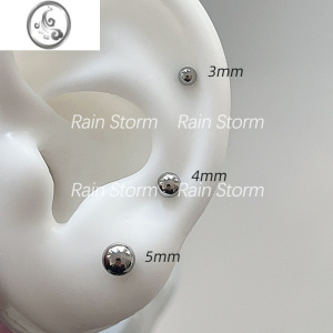 JiMiRain Storm双球钛钢耳骨钉女欧美个性朋克风耳钉简约叠戴潮酷耳饰