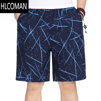 HLCOMAN夏季沙滩裤男宽松休闲五分睡裤大码居家格子短裤速干大裤衩薄