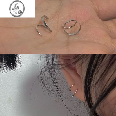 JiMiS925银银波浪螺旋耳圈耳钉女冷淡风ins简约百搭时尚学生耳饰