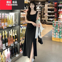 YIBUSHENG大码高级感连衣裙两件套女季胖mm镂空防晒衫缎面吊带裙显瘦套装