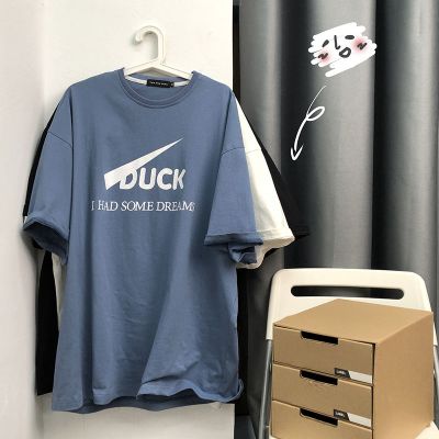 短袖男简约T恤宽松百搭潮流休闲港风潮牌印花圆领男体恤娜蜜雨