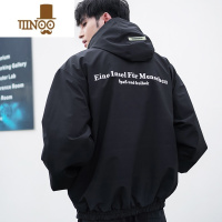 YANXU2023男士美式连帽冲锋衣新款宽松外套男装帅气高街工装夹克