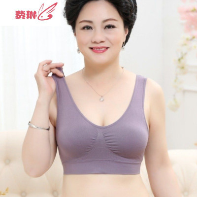 款中老年人文胸无钢圈薄款背心式棉质运动大码胸罩妈妈内衣女费琳胸罩