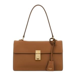 普拉达(PRADA)女款牛皮手提单肩包真皮五金装饰时尚百搭配件日常 CAMEL