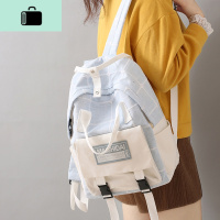 日系ins百搭大容量书包双肩包女韩版高中生大学生格子小清新背包NEW LAKE