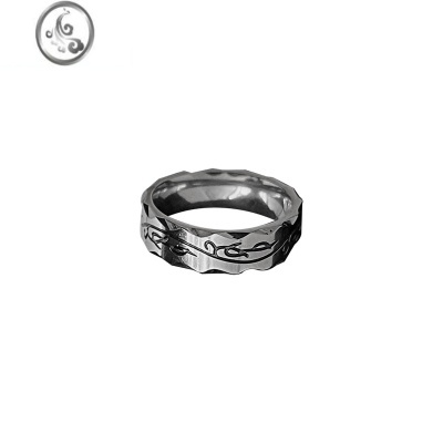 JiMi钛钢复古图腾戒指男潮牌高级感设计个性冷淡风情侣戒轻奢小众饰品
