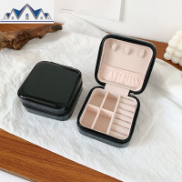 项链戒指首饰盒耳钉耳环女时尚便携式简约收纳盒迷你旅行首饰品包 三维工匠