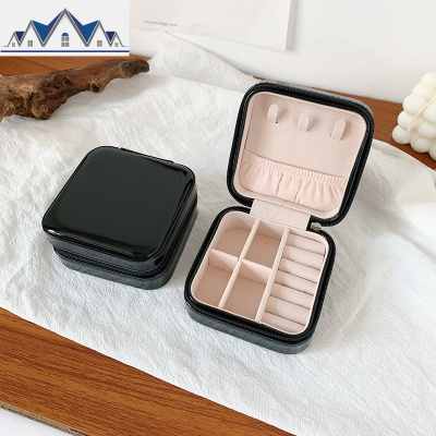 项链戒指首饰盒耳钉耳环女时尚便携式简约收纳盒迷你旅行首饰品包 三维工匠