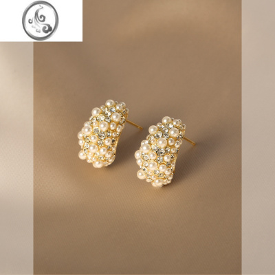 JiMi珍珠耳钉女小众设计感精致轻奢2022年新款潮优雅通勤花瓣耳饰