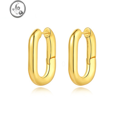 JiMiCE欧美轻奢金属U型耳环女小众设计感高级耳圈耳扣简约气质耳饰