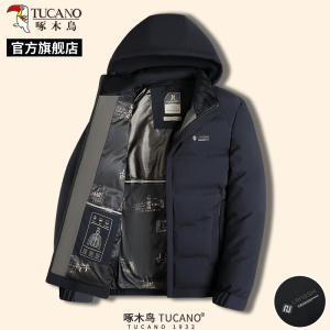 啄木鸟冬季新款男士保暖棉服可拆卸帽领外套中年爸爸装防寒上衣C