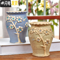 三维工匠多肉花盆陶瓷粗陶透气大口径大号盆栽创意小盆栽 钻石老桩2件套 中花盆容器