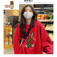 YANXU不一样的情侣装秋装卫衣正红色本命男款衣服时尚兔子圆领外套