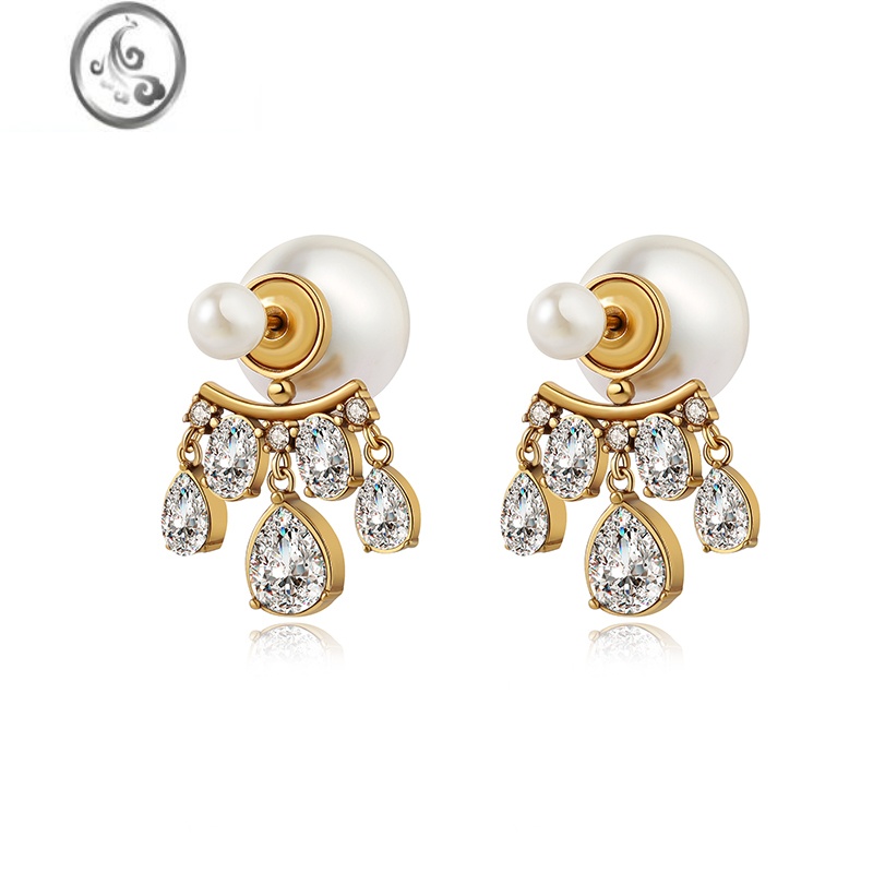 JiMi字母大珍珠耳钉流苏耳环女轻奢高级感独特气质小香风复古耳饰