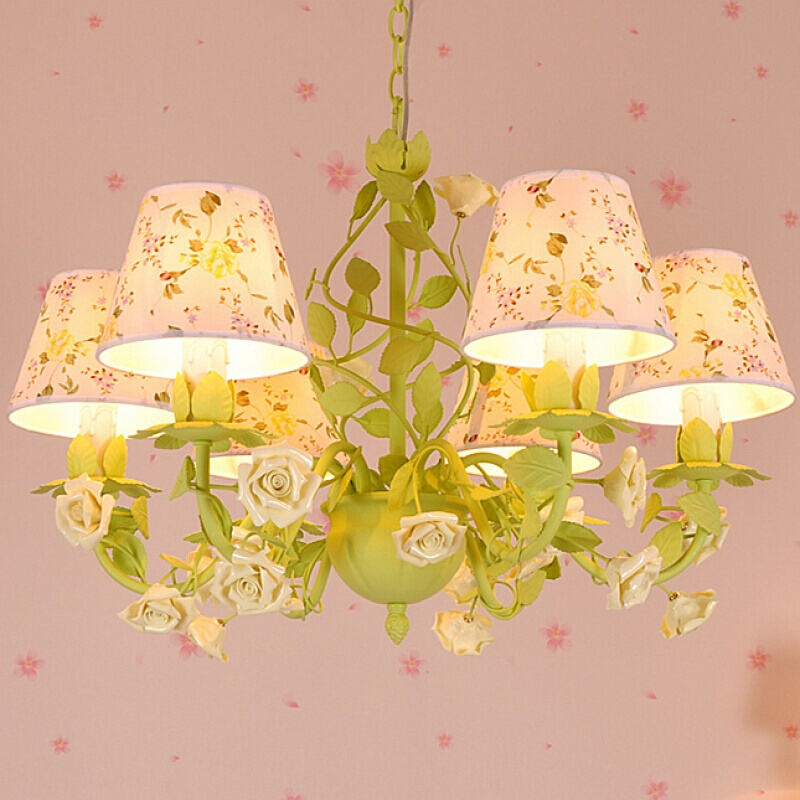 美式乡村田园风格灯客厅灯具卧室韩式公主铁艺花餐厅灯创意