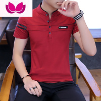 七斓男士短袖t恤夏季修身立领半袖薄款男装polo衫2023年衬衫帅气潮流