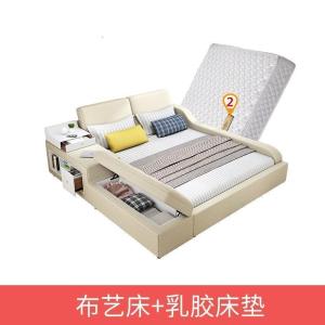 森美人主卧榻榻米床布艺床简约现代双人床2米2.2米大床床塌塌米床