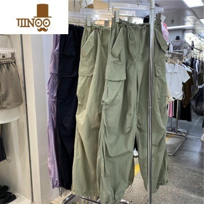 YANXU特大码300斤夏季宽松休闲工装长裤男装薄款抽绳哈伦直筒阔腿裤子2