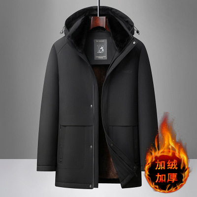 中老年保暖男装外套时尚加绒中年男士内胆可拆卸加厚保暖棉服冬装_1