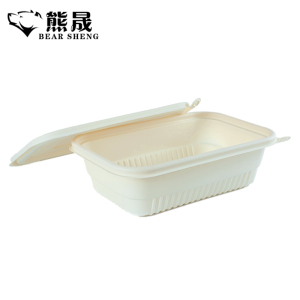 熊晟 环保生物基可降解一次性餐盒 750ml 350个/箱