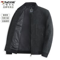 啄木鸟毛呢子夹克男士棒球领春秋季新款中老年人加厚爸爸冬装外套