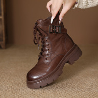头层牛皮马丁靴女秋冬新款英伦风短靴女韩版百搭学生厚底加绒