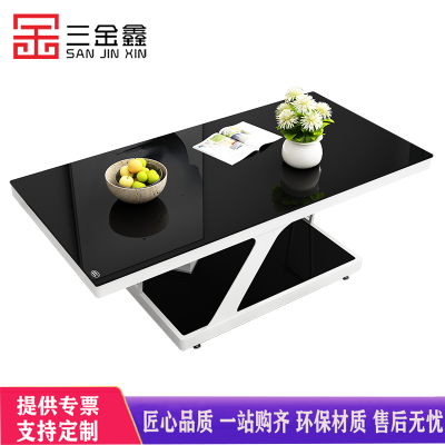 三金鑫 茶几简约客厅家用小户型1.2米办公室玻璃茶桌子欧式铁艺茶台