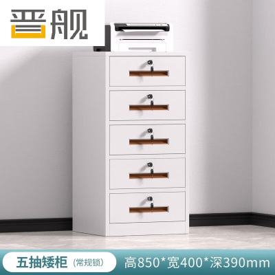 晋舰铁皮文件柜矮柜办公柜家用储物柜档案柜资料柜桌下抽屉柜白色五斗