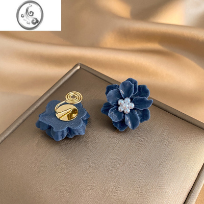 JiMi小清新花朵蚊香盘耳夹无耳洞女生2023年新款潮小众设计高级感耳饰