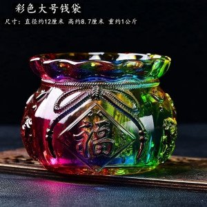 维诺亚黄水晶福袋钱袋摆件存钱储蓄罐开业琉璃福袋礼客厅装饰聚宝盆
