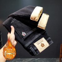 重磅品质刺绣牛仔裤男冬季加绒蓄热保暖外穿防寒修身韩版小直筒裤