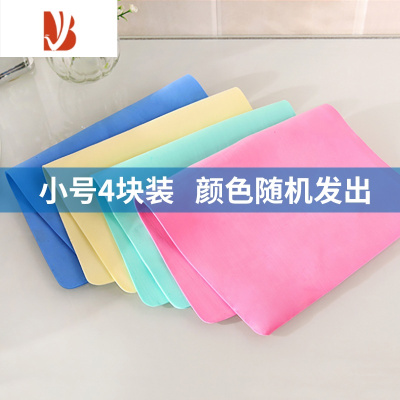 三维工匠家用简约厨房洗碗百洁布加厚吸水清洁擦车毛巾小号-4个装-颜色随机