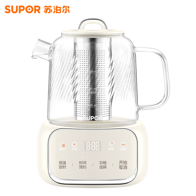 苏泊尔(SUPOR)养生壶全玻璃0胶水0涂层恒温壶家用花茶壶多功能精准控温煮茶器 [双重过滤]SW-10Y03Q 1L