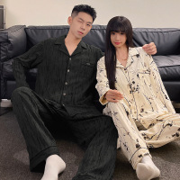 情侣睡衣女春秋冬季棉质长袖长裤氛围感一男一女男士家居服套装_733