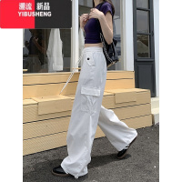 YIBUSHENG美式高腰工装裤女季新款休闲裤设计感直筒裤百搭阔腿拖地裤子潮