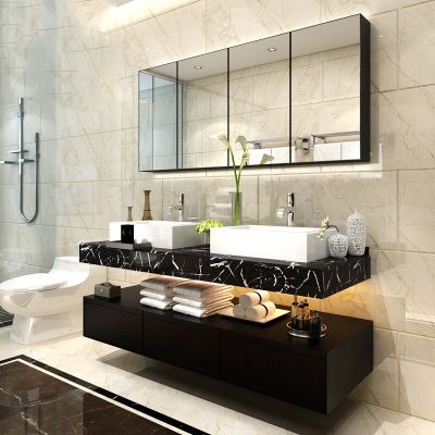 北欧双盆浴室柜组合简约卫浴柜镜柜卫生间洗手盆洗脸盆洗漱台盆柜安心