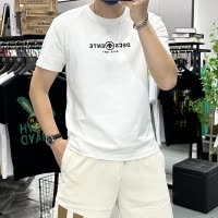 夏季新款字母时尚短袖T恤男士圆领半袖上衣丝光棉修身潮ins欧洲站