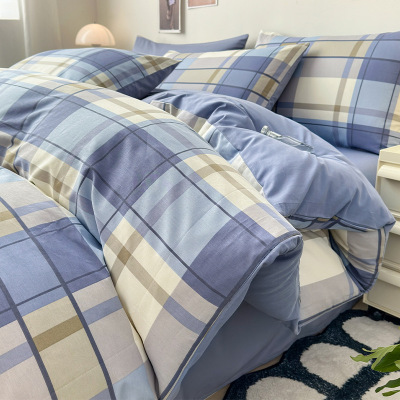 简约床上四件套纯棉100全棉四季通用被套罩床单三件套床笠款床品