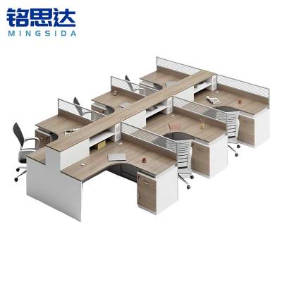 铭思达屏风办公桌干字型六人位含柜椅套