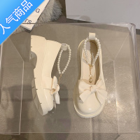 SUNTEK蝴蝶结珍珠玛丽珍单鞋女2023夏季新款法式仙女小众设计感包头凉鞋